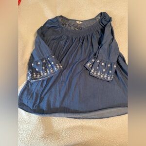 Terra & Sky Textured Blue Top size 1x